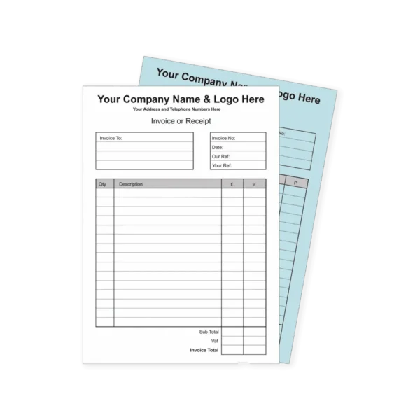 2part or 2by 2 invoice books PRinting