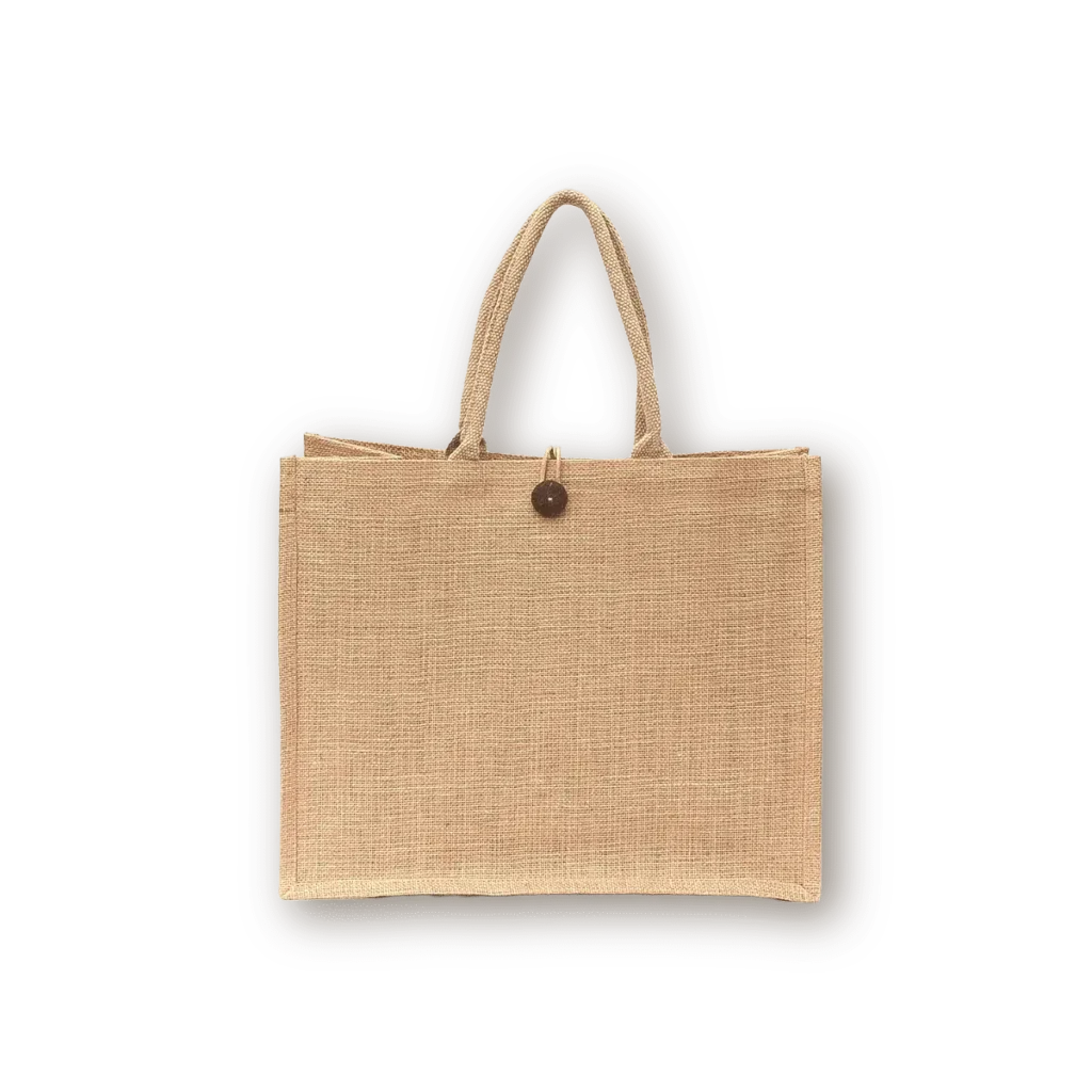 Jute Shopping Bags with Button Printing