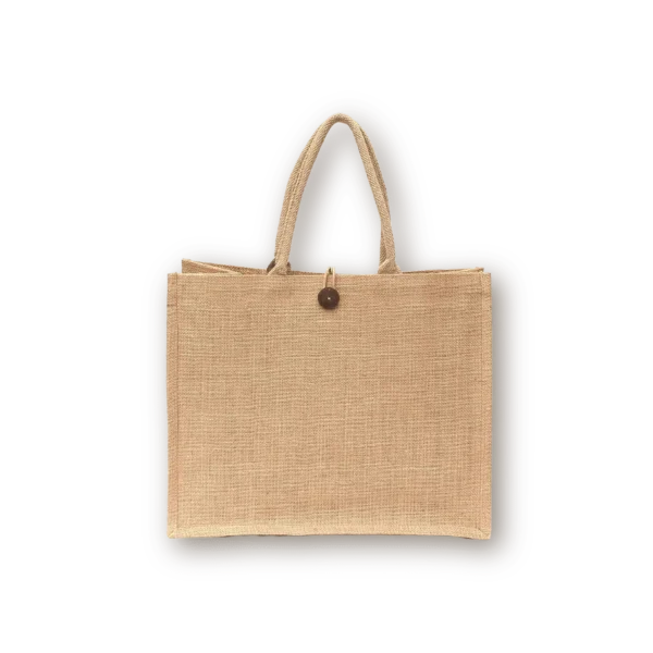 Jute Shopping Bags with Button Printing