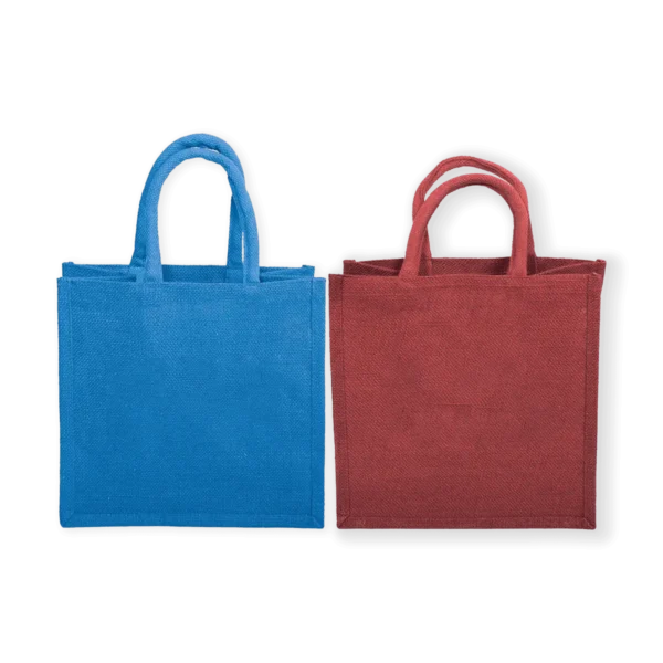 Reusable Square Jute Bags with Cotton HAndle Printing