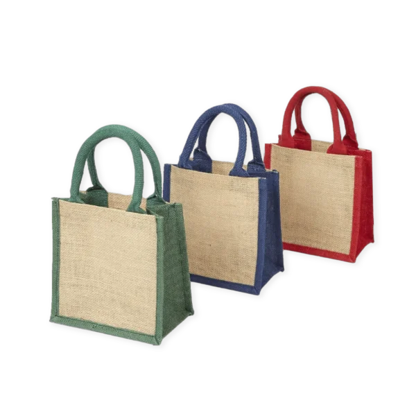 Reusable Square Jute Bags with Cotton HAndle Printing