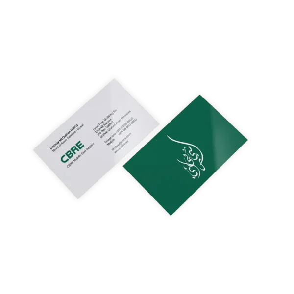 White Front and Dark Green Back Business Card